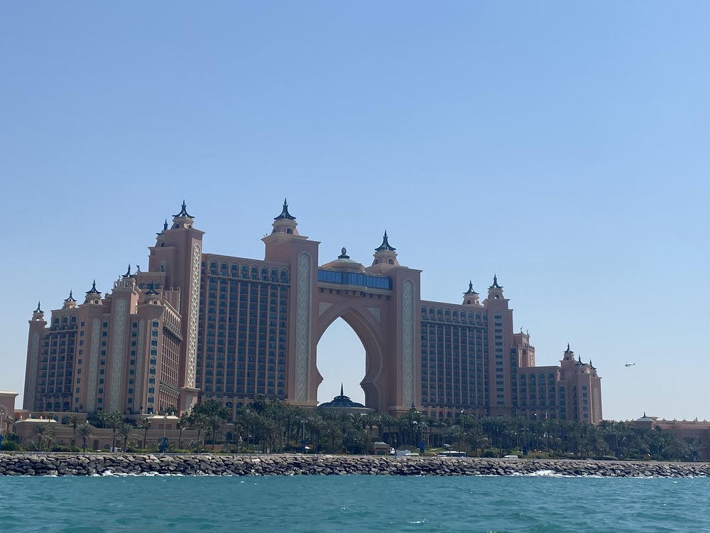 View of Atlantis The Palm from a private yacht ride in Dubai with YRD Yachts